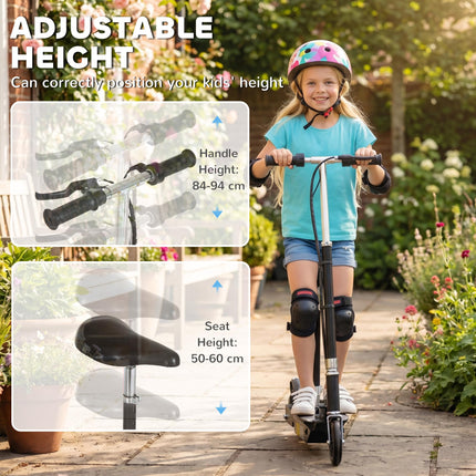 120W Foldable Kids Powered Scooter with Adjustable Seat and Handlebar - Black