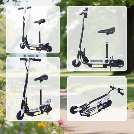 120W Foldable Kids Powered Scooter with Adjustable Seat and Handlebar - Black