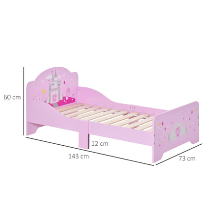 MDF Kids Single Castle Design Bed for Ages 3-6 - Pink