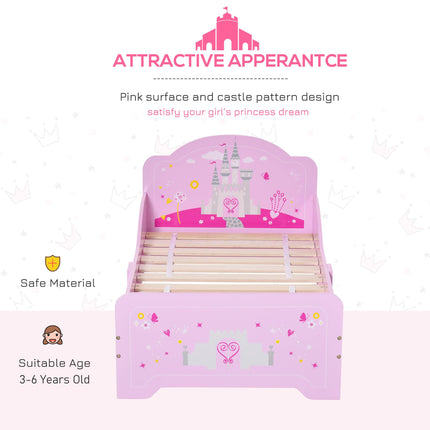 MDF Kids Single Castle Design Bed for Ages 3-6 - Pink