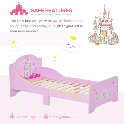 MDF Kids Single Castle Design Bed for Ages 3-6 - Pink