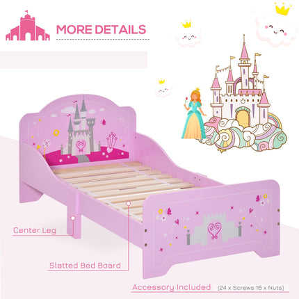MDF Kids Single Castle Design Bed for Ages 3-6 - Pink