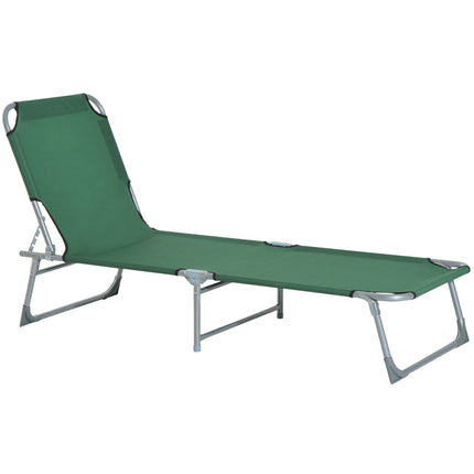 Adjustable Portable Camping Lounger with Oxford Cloth - Green