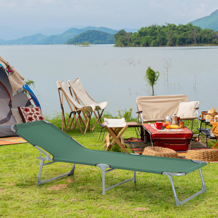Adjustable Portable Camping Lounger with Oxford Cloth - Green