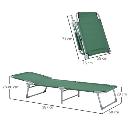 Adjustable Portable Camping Lounger with Oxford Cloth - Green