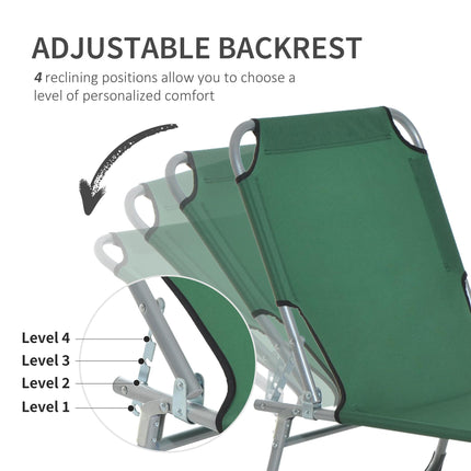 Adjustable Portable Camping Lounger with Oxford Cloth - Green