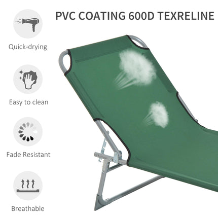 Adjustable Portable Camping Lounger with Oxford Cloth - Green