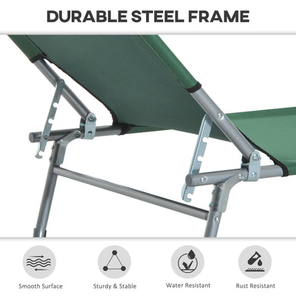 Adjustable Portable Camping Lounger with Oxford Cloth - Green