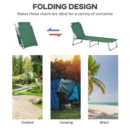 Adjustable Portable Camping Lounger with Oxford Cloth - Green
