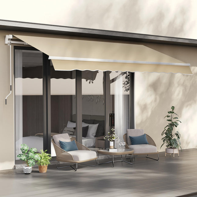 3.5M x 2.5M Manual Awning Canopy Retractable Sun Shade Shelter for Garden Patio