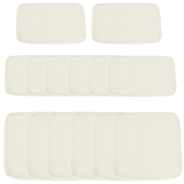 Set of 14 Outdoor Rattan Sofa Cushion Covers with Zips - Beige Polyester