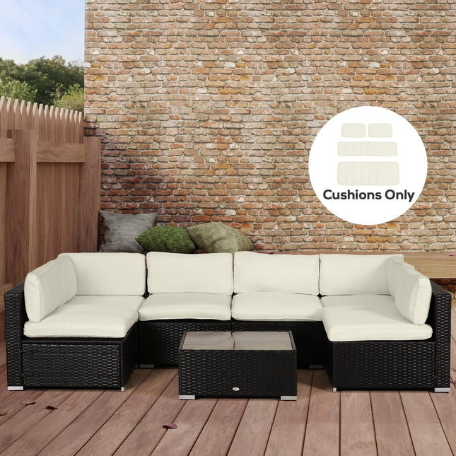 Set of 14 Outdoor Rattan Sofa Cushion Covers with Zips - Beige Polyester