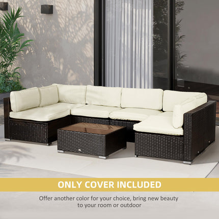 Set of 14 Outdoor Rattan Sofa Cushion Covers with Zips - Beige Polyester