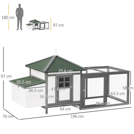Small Animal Chicken Coop Wooden Hutch with Nesting Box and Outdoor Run - Dark Grey