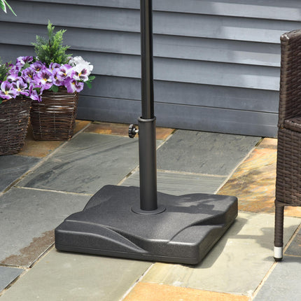 Square Cement Parasol Base Umbrella Weight Stand Fits 32-48mm Poles - Black