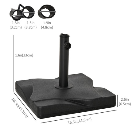Square Cement Parasol Base Umbrella Weight Stand Fits 32-48mm Poles - Black