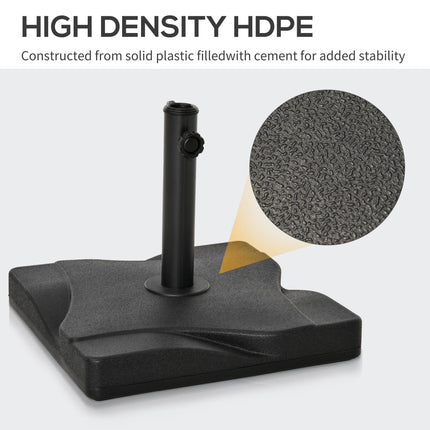 Square Cement Parasol Base Umbrella Weight Stand Fits 32-48mm Poles - Black
