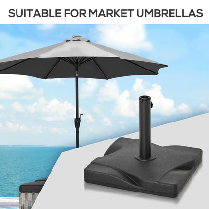 Square Cement Parasol Base Umbrella Weight Stand Fits 32-48mm Poles - Black