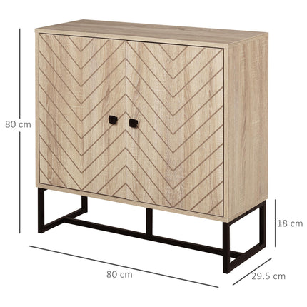 Adjustable Shelf Storage Cabinet with Metal Frame and Handles - Brown & Black