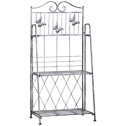 3 Tier Metal Plant Stand Folding Indoor Outdoor - Black