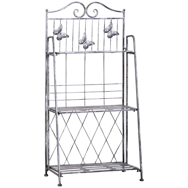 3 Tier Metal Plant Stand Folding Indoor Outdoor - Black