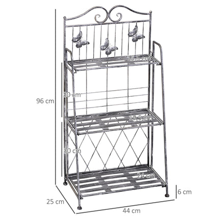 3 Tier Metal Plant Stand Folding Indoor Outdoor - Black