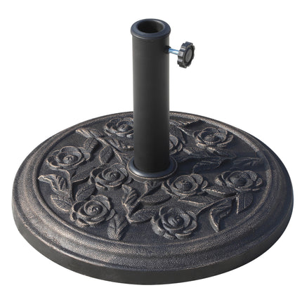 9kg Round Resin Garden Parasol Base for 38mm & 48mm Umbrella Poles - Bronze Tone