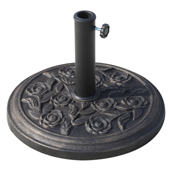 9kg Round Resin Garden Parasol Base for 38mm & 48mm Umbrella Poles - Bronze Tone