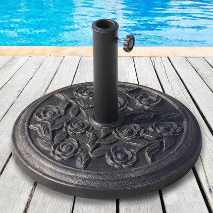 9kg Round Resin Garden Parasol Base for 38mm & 48mm Umbrella Poles - Bronze Tone