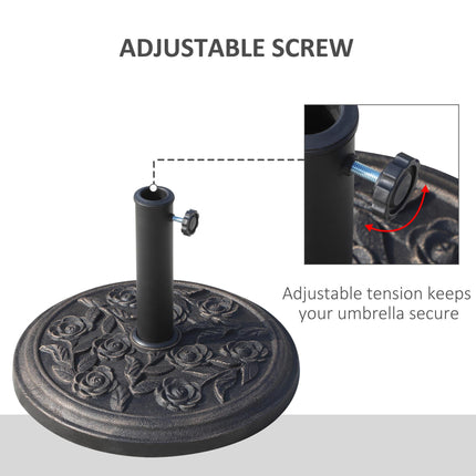 9kg Round Resin Garden Parasol Base for 38mm & 48mm Umbrella Poles - Bronze Tone
