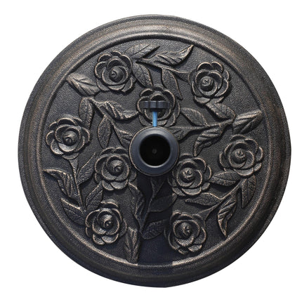 9kg Round Resin Garden Parasol Base for 38mm & 48mm Umbrella Poles - Bronze Tone