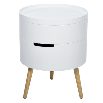 3-Part Side Coffee Table with Detachable Tray and Rotated Opening Storage Organiser - White