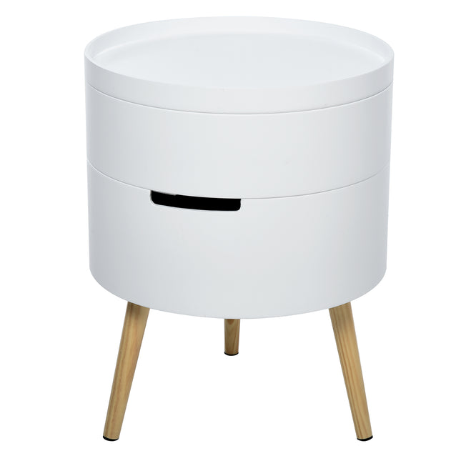 3-Part Side Coffee Table with Detachable Tray and Rotated Opening Storage Organiser - White