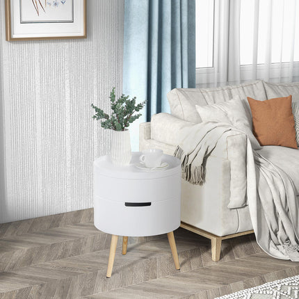 3-Part Side Coffee Table with Detachable Tray and Rotated Opening Storage Organiser - White