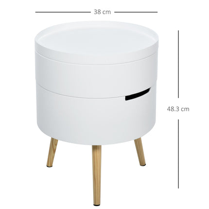 3-Part Side Coffee Table with Detachable Tray and Rotated Opening Storage Organiser - White