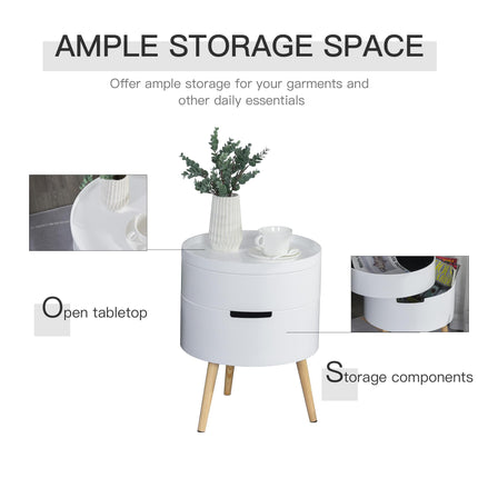 3-Part Side Coffee Table with Detachable Tray and Rotated Opening Storage Organiser - White
