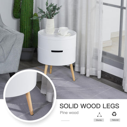 3-Part Side Coffee Table with Detachable Tray and Rotated Opening Storage Organiser - White