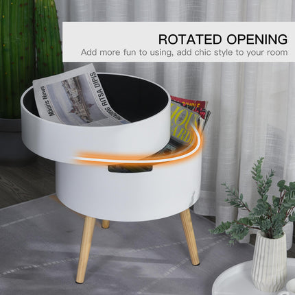 3-Part Side Coffee Table with Detachable Tray and Rotated Opening Storage Organiser - White