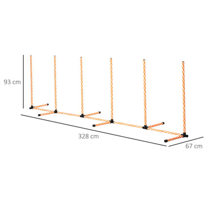 Dog Agility Weave Poles Training Obstacle Course Set with Oxford Bag - Orange White