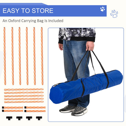 Dog Agility Weave Poles Training Obstacle Course Set with Oxford Bag - Orange White