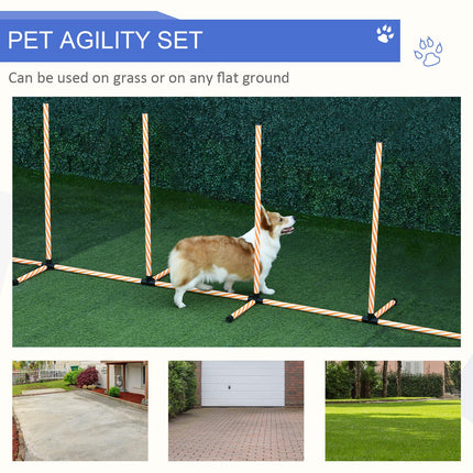 Dog Agility Weave Poles Training Obstacle Course Set with Oxford Bag - Orange White