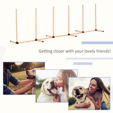 Dog Agility Weave Poles Training Obstacle Course Set with Oxford Bag - Orange White