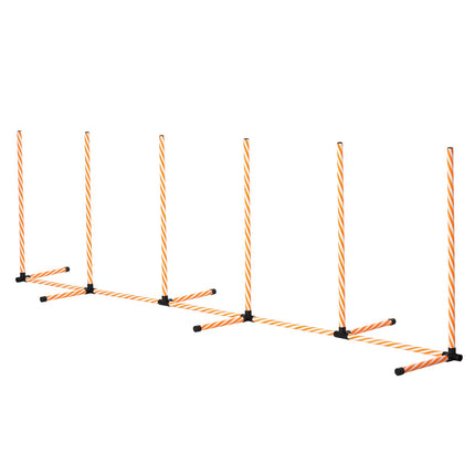 Dog Agility Weave Poles Training Obstacle Course Set with Oxford Bag - Orange White