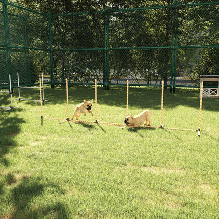Dog Agility Weave Poles Training Obstacle Course Set with Oxford Bag - Orange White
