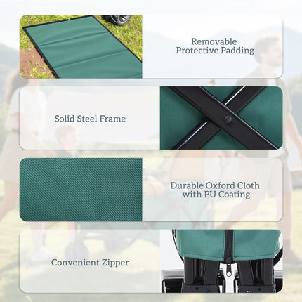 Folding Outdoor Cargo Wagon Cart with Telescopic Handle - Green