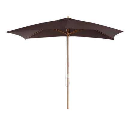Set of 2 Wooden Garden Parasols with Ventilated Polyester Canopy - Dark Coffee