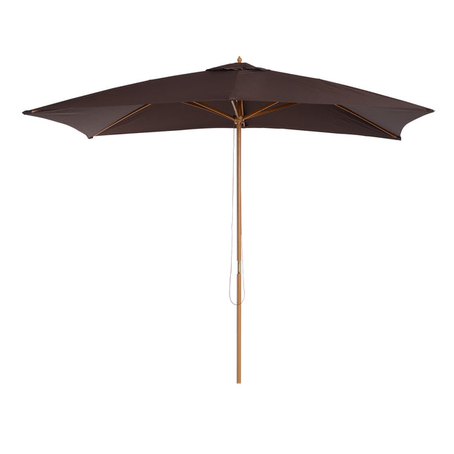 Set of 2 Wooden Garden Parasols with Ventilated Polyester Canopy - Dark Coffee
