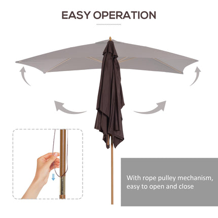Set of 2 Wooden Garden Parasols with Ventilated Polyester Canopy - Dark Coffee