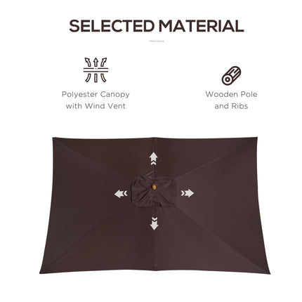 Set of 2 Wooden Garden Parasols with Ventilated Polyester Canopy - Dark Coffee