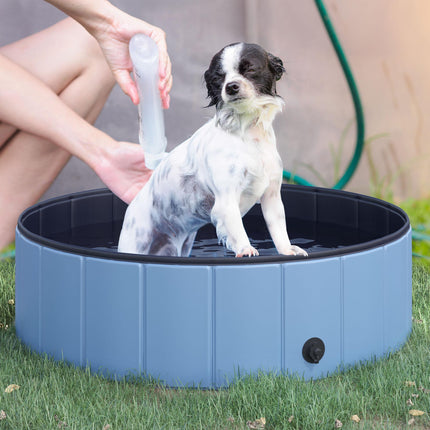 100x30H cm Foldable Pet Swimming Pool for Indoor & Outdoor Use - Blue
